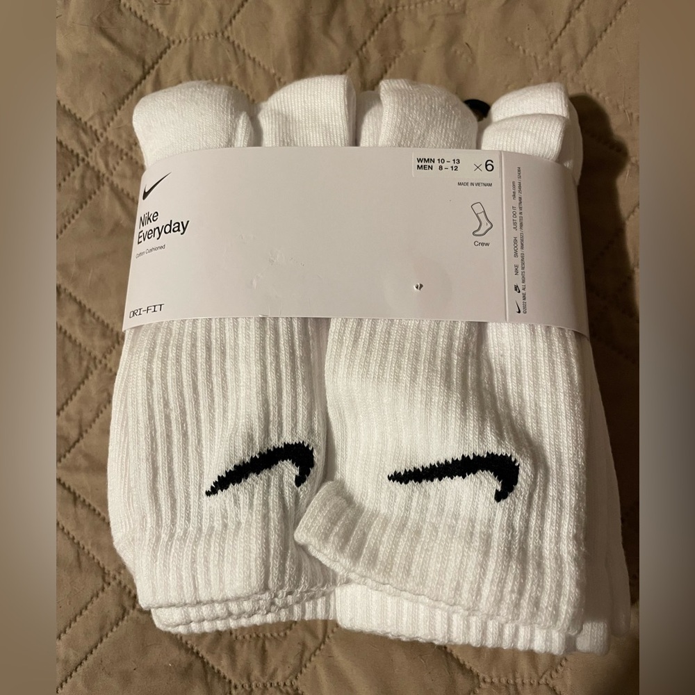 Nike Dri-fit White Athletic Crew Socks
